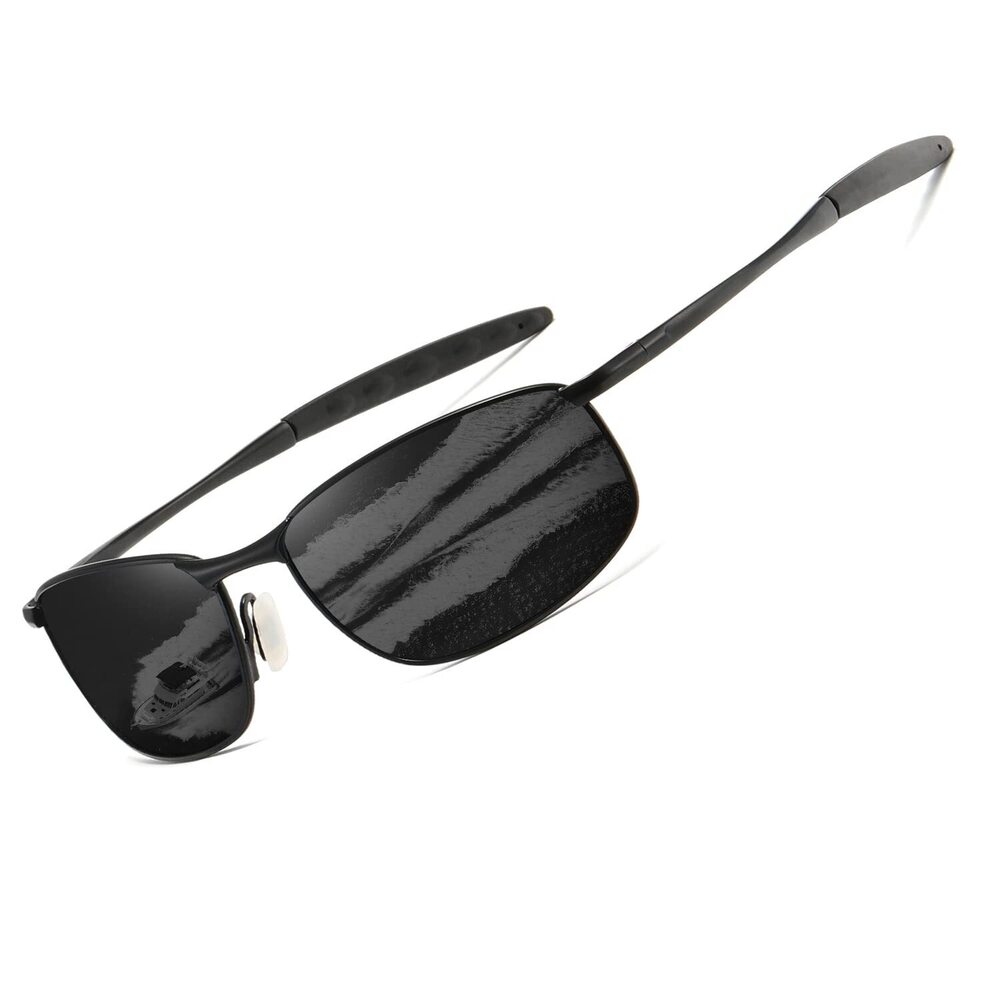 Polarized Sunglasses For Men Rectangle Metal Frame Retro Sun Glasses